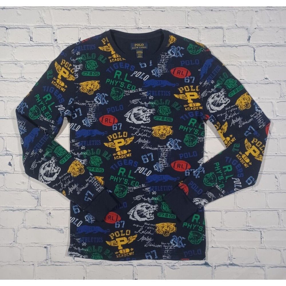 Polo Ralph Lauren Sleepwear Top Men's S Academy Tiger Print Long Sleeve‎ Thermal